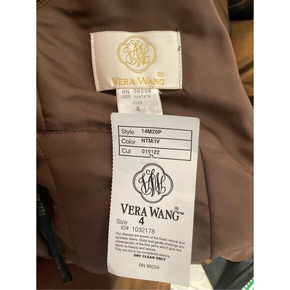 Vintage Vera Wang Dress Sz4 Brown A-line Empire Waist Regencycore Gown w/Trail - Picture 4 of 16